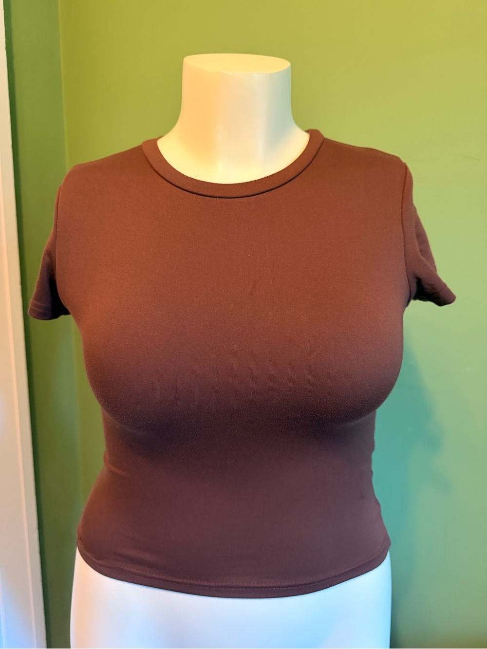 Classic Short Sleeve Crewneck Top in Brown